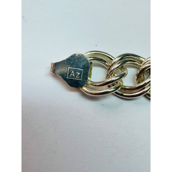 Estate Sterling Silver 925 Double Link Charm Bracelet 6.5” 8.1mm 14.4g AZ Marked - Picture 6 of 9